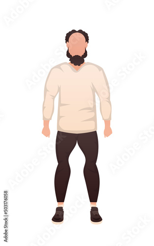 Athletic guy in full growth. Isolated. Cartoon style.