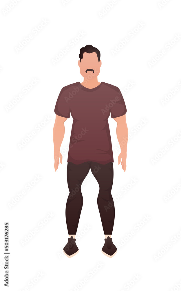 Sports guy stands in full growth. Isolated. Cartoon style. Sports guy stands in full growth. Isolated. Cartoon style.