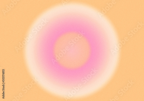 Blurred round circle gradient background with grain texture. Pink and orange colors.