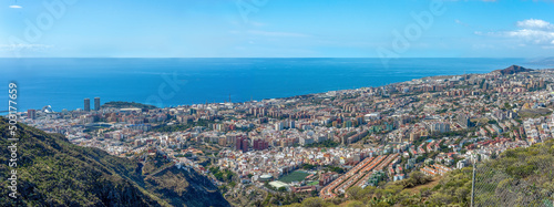 Panoramic aerial view of Santa Cruz on a sunny day. Tenerife. Canary Islands.