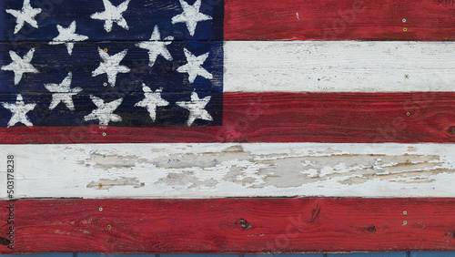 country flag painted on old wood plank