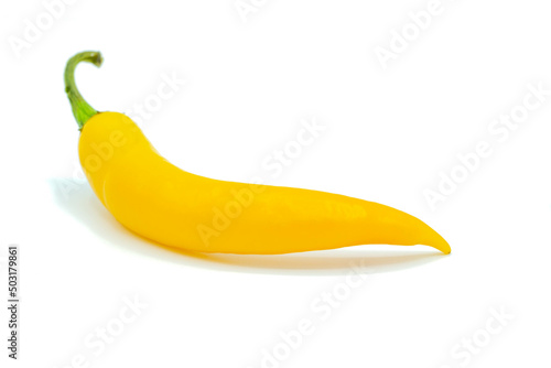 yellow hot peppers isolated on white background