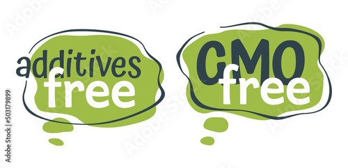 GMO and additives free - calligraphic labels