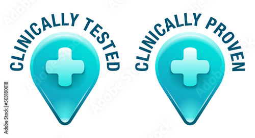 Clinically tested or Proven stamp in pin shape
