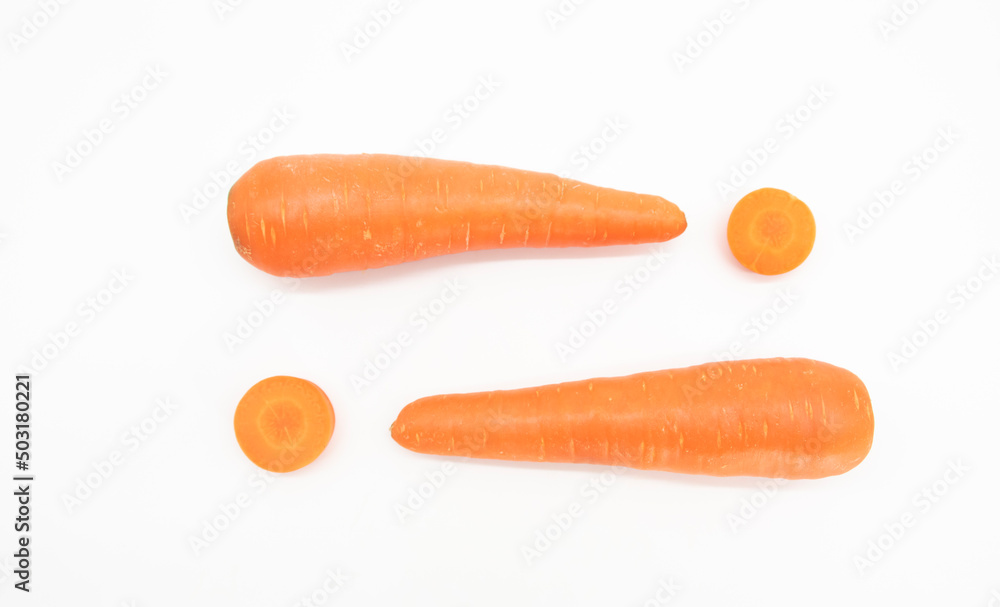 fresh Carrot slice over on white background, top view fresh Carrot slice over on white background, top view