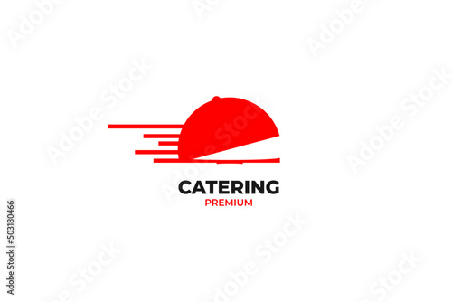 Flat fast delivery catering logo design template vector