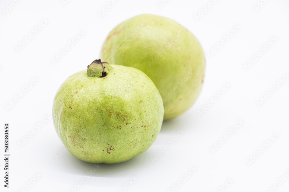Guava or peyara fruit isolated on the white background. selective focus Guava or peyara fruit isolated on the white background. selective focus