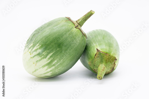 fresh green eggplant isolated on white background