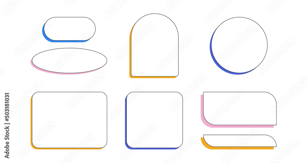 Geometric shapes with space for text. A set of frames highlighted on a white background. Vector illustration of a linear graphic sketch of speech windows. Geometric shapes with space for text. A set of frames highlighted on a white background. Vector illustration of a linear graphic sketch of speech windows.