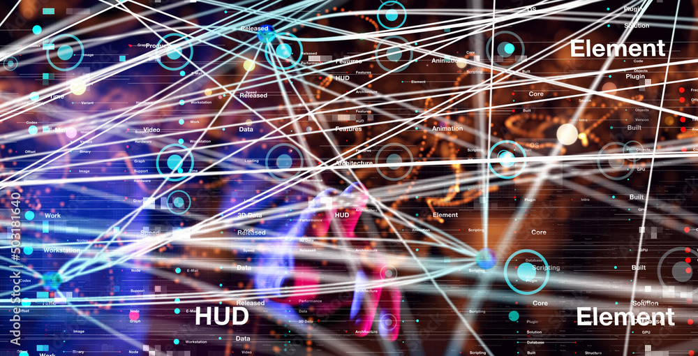 Neural network 3D illustration. Big data and cybersecurity Neural network 3D illustration. Big data and cybersecurity