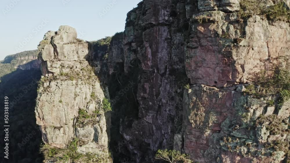 Mountain Rocks Plateau Landscape Chapada dos Guimarães Aerial Drone Shot Mountain Rocks Plateau Landscape Chapada dos Guimarães Aerial Drone Shot