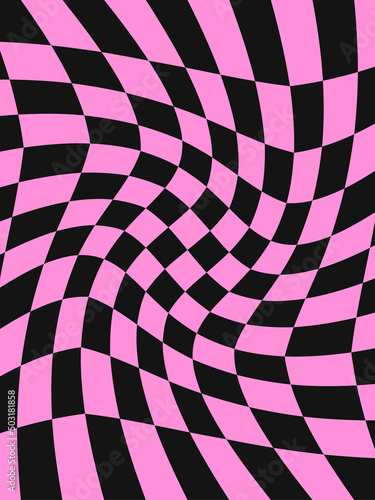 Emo subculture background. Black and bright pink cage , optical illusion. Vector illustration pattern photo