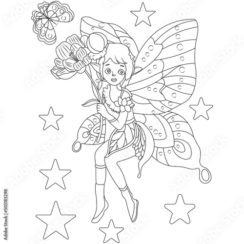 Funny fairy coloring page for children