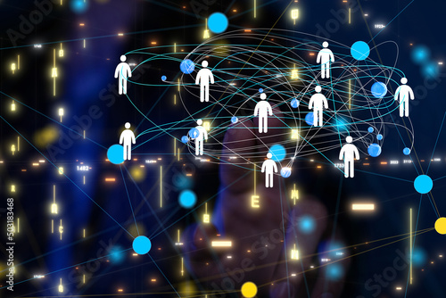 Abstract technology group and data 3d