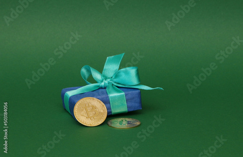 Two bitcoins with a gift.