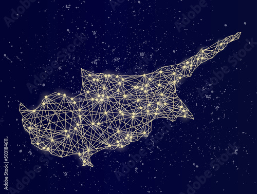 Glowing map of Cyprus on the night sky