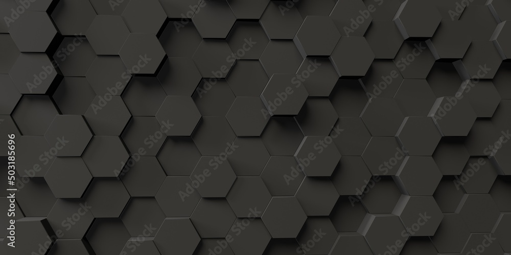 Abstract hexagon geometry background - 3D render design - obrazy, fototapety, plakaty 