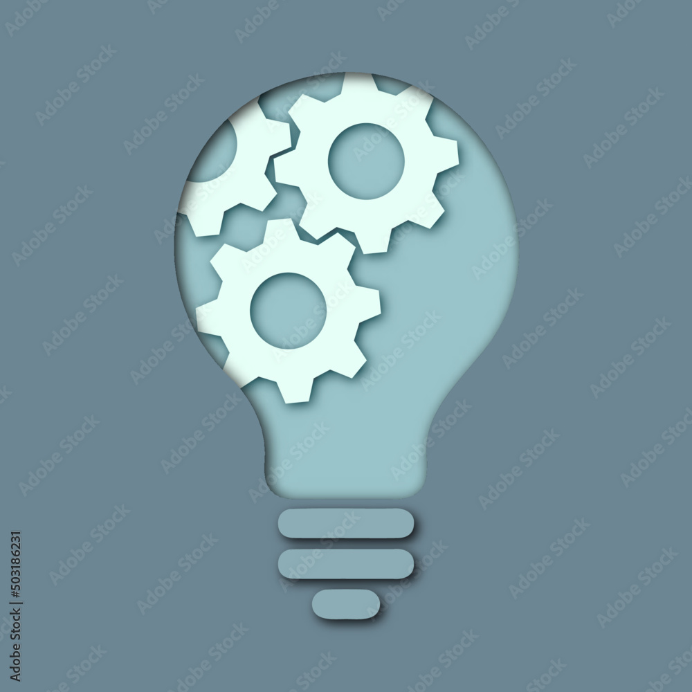 Papercut Lightbulb and gears inside. Papercut Lightbulb and gears inside.