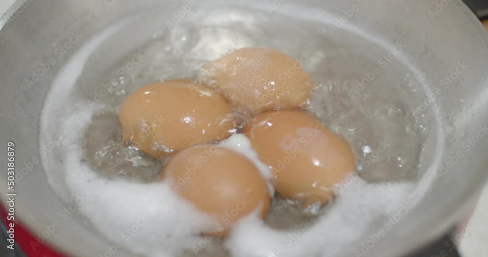 4 hard-boiled eggs, near-cooked with boiling water 4 hard-boiled eggs, near-cooked with boiling water