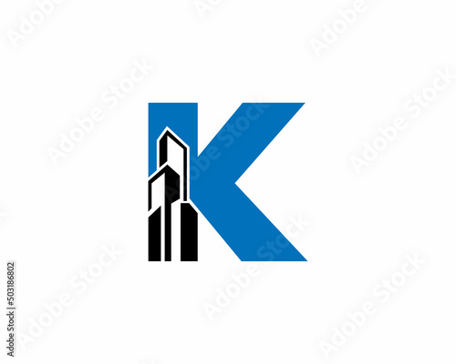 Abstract Letter K Building Logo  Design. Construction  and Real Estate Creative  Vector Template.