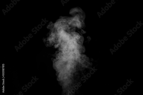 Fototapeta Naklejka Na Ścianę i Meble -  Perfect mystical curly white steam or smoke isolated on black background. Abstract background fog or smog, design element, layout for collages.