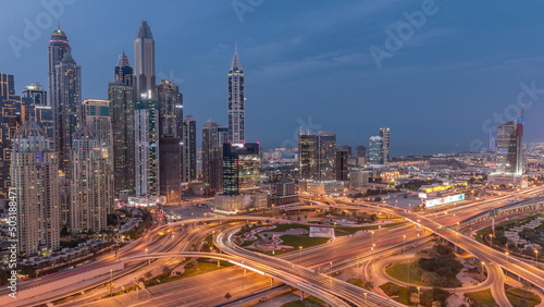 Dubai Marina highway intersection spaghetti junction day to night timelapse © neiezhmakov