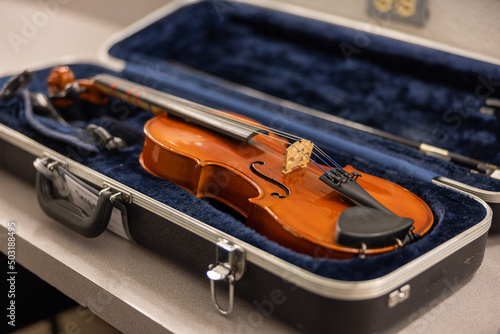 classical violin isolated in case