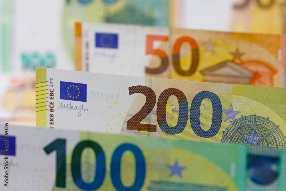 European Union banknotes, EUR financial background European Union banknotes, EUR financial background