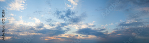 Skyline background with clouds, sky and sun light. Sunset sky © artmim