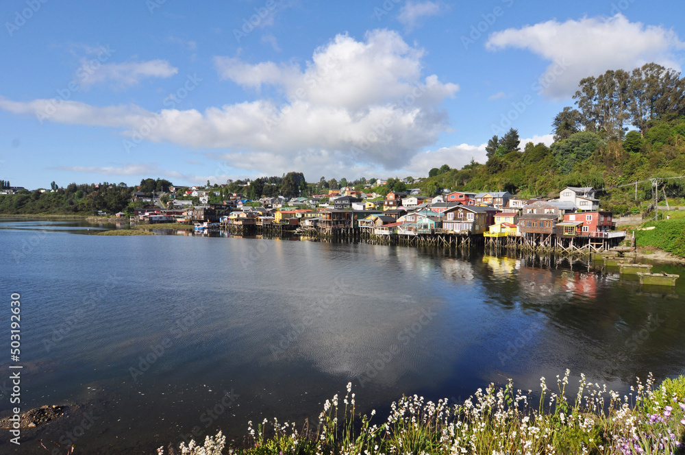 Palafitos on Chiloe Island, Chile.