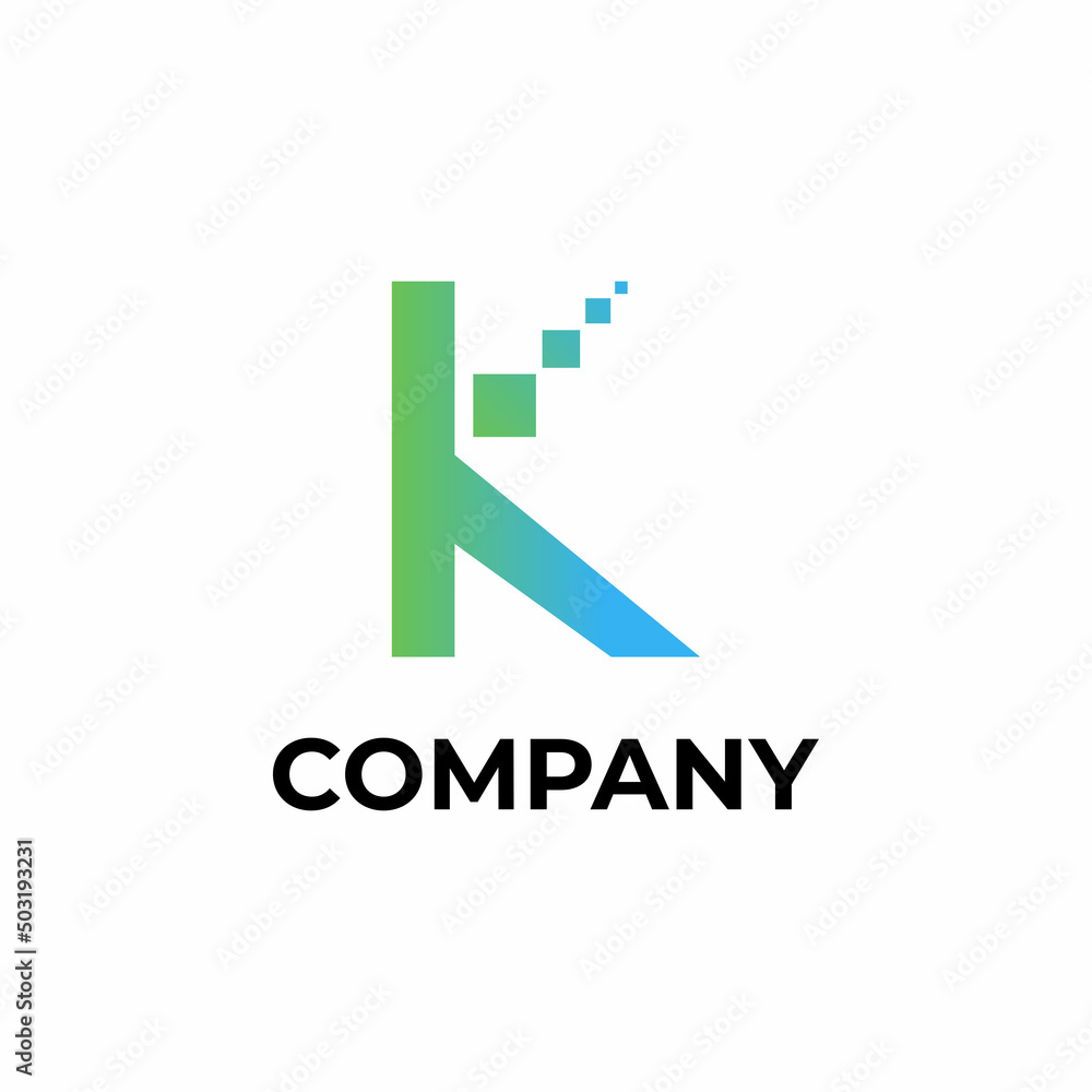 Letter K Digital Pixel Logo Design Element Letter K Digital Pixel Logo Design Element