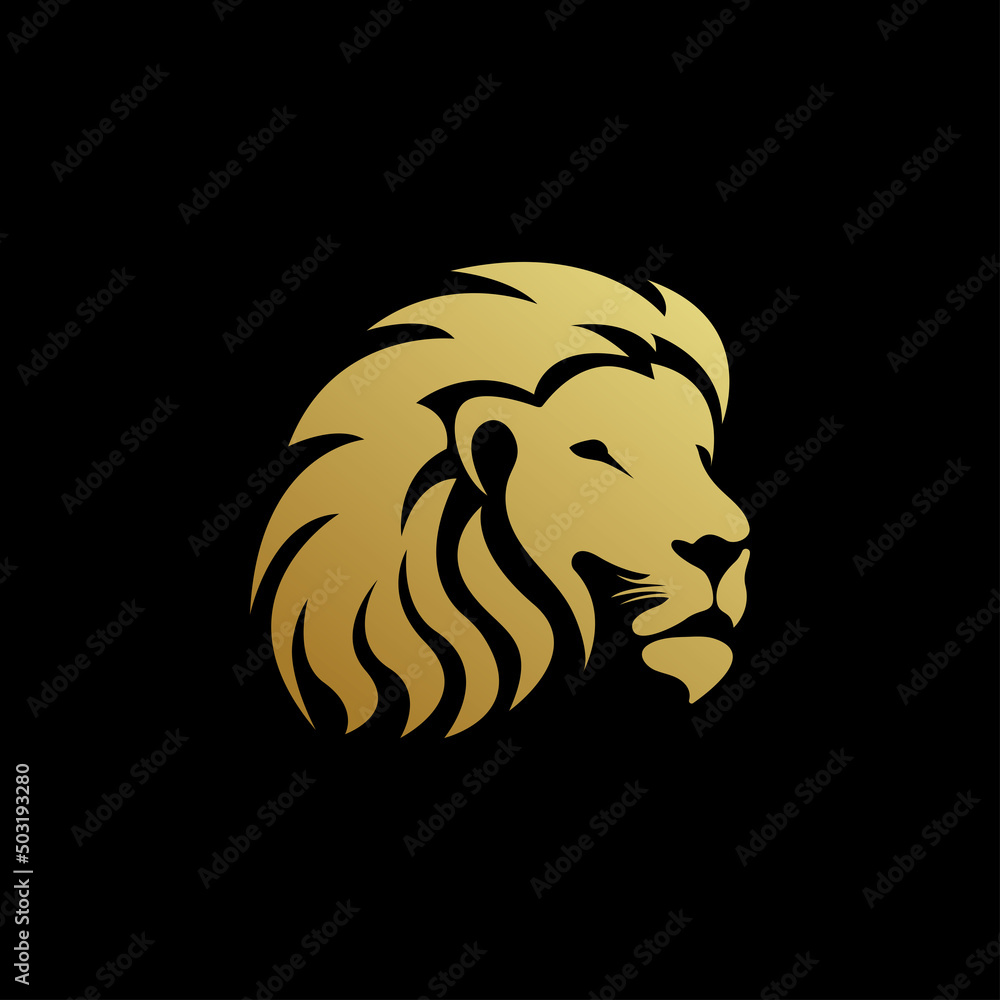 gold lion head logo template vector icon gold lion head logo template vector icon