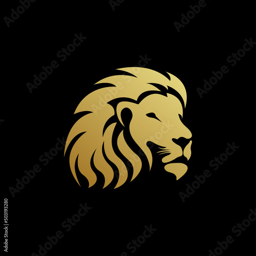 gold lion head logo template vector icon