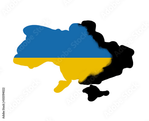 map of Ukraine with national colours and occupied territories