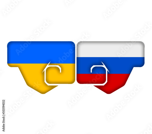 the confrontation of the kulaks and the flag of Ukraine and Russia