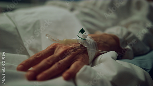 Принти на полотні Female patient lying bed in clinic ward