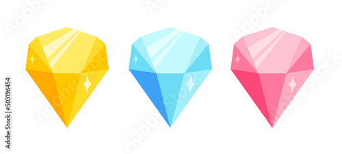 Vector icons of colorful gems.