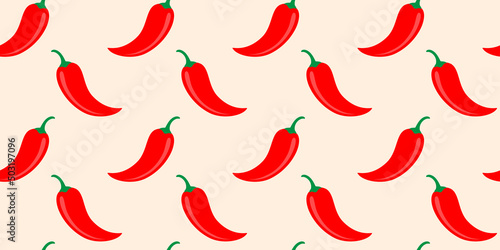 Vector seamless pattern of chilli pepper in vintage style