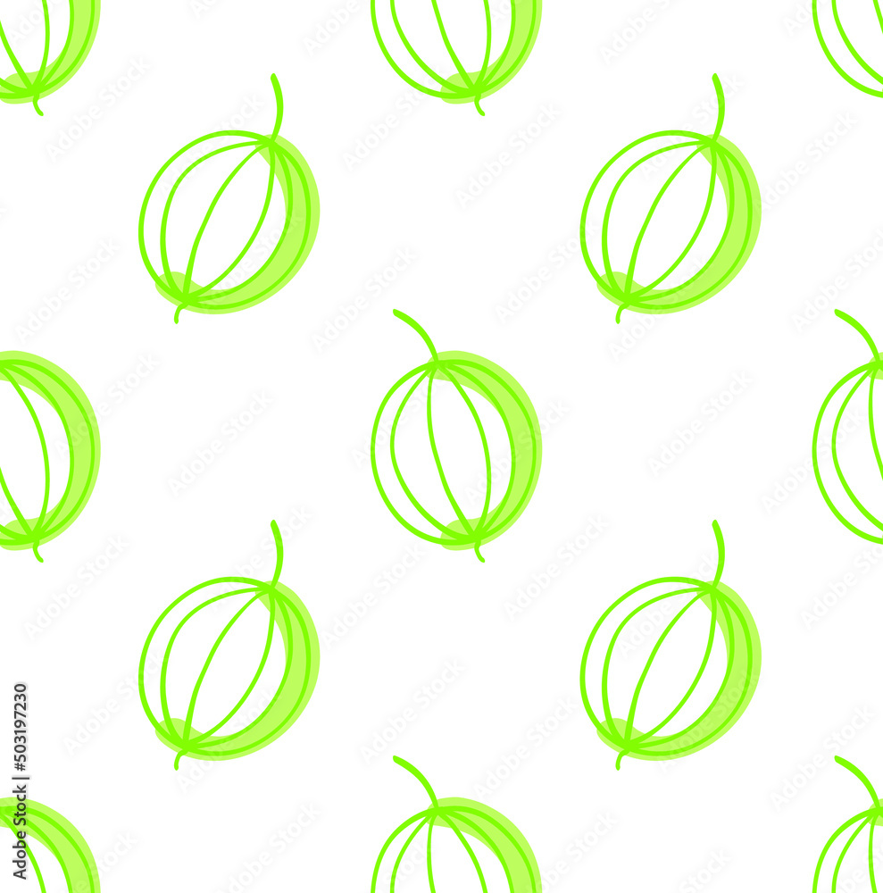 Green berries are scattered on the white background. Seamless pattern with a gooseberry in the doodle style. Drawn by ink. Polka dot texture. Green berries are scattered on the white background. Seamless pattern with a gooseberry in the doodle style. Drawn by ink. Polka dot texture.