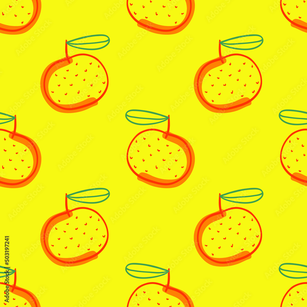 Lovely tangerines with leaves. Summer design with colourful fruits. Abstract orange fruits in hand-drawn doodle style. Vector creative fruit texture. Great for fabric, textile, paper and printing. Lovely tangerines with leaves. Summer design with colourful fruits. Abstract orange fruits in hand-drawn doodle style. Vector creative fruit texture. Great for fabric, textile, paper and printing.