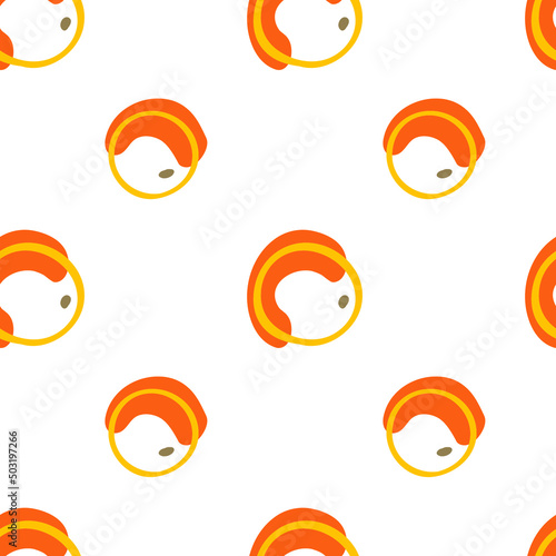 Fototapeta Naklejka Na Ścianę i Meble -  Abstract orange berry. Seamless fruity pattern. Summer design with violet fruits. Abstract fruits in hand-drawn doodle style. Vector creative fruit texture.