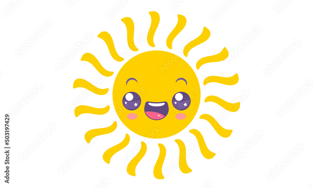Vector icon of sun in kawaii style
