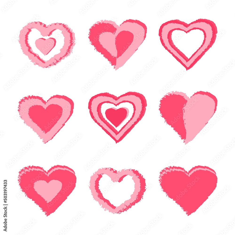 Heart set. Valentine's Day. Vector flat illustration. Heart set. Valentine's Day. Vector flat illustration.