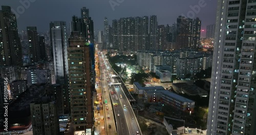 Wallpaper Mural Top view of Hong Kong city night Torontodigital.ca