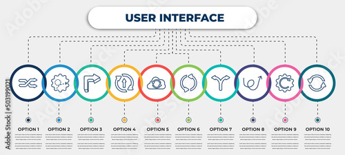 vector infographic template with icons and 10 options or steps. infographic for user interface concept. included crossover, scribble broken line, 3d turn right arrow, updating arrow, back up,
