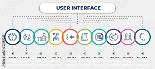 vector infographic template with icons and 10 options or steps. infographic for user interface concept. included curvy road warning, exchange personel, arrow heading up, bending, refresh left arrow,