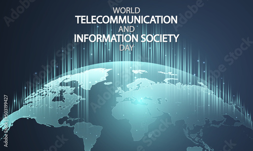 World Telecommunication and Information Society Day Digitalization planet, vector art illustration.