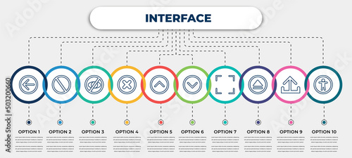vector infographic template with icons and 10 options or steps. infographic for interface concept. included left, disable, hide, x mark, up, down, fullscreen, eject, accessability.