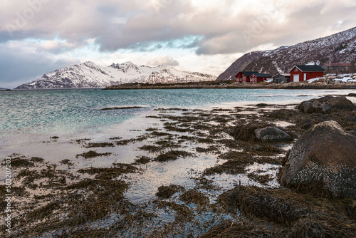 Fisherman’s hut in the arctic fjords, Tromsø, Norway