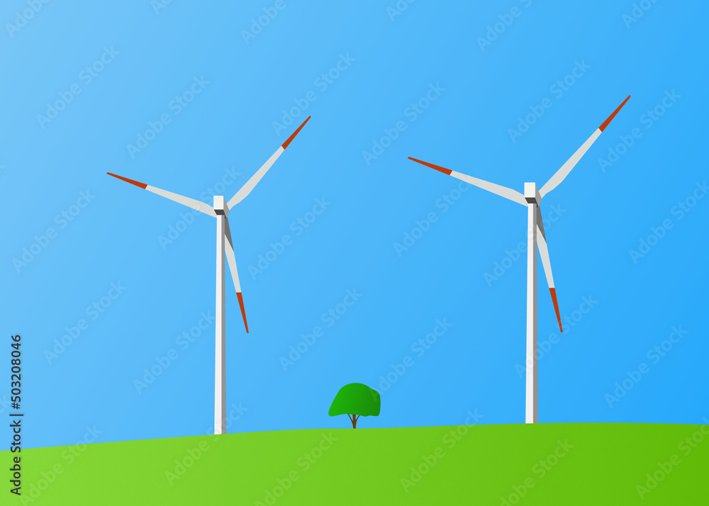 Windkraftanlage im Feld. Windkraftanlage im Feld.